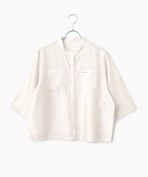 Mademoiselle NON NON / マドモアゼルノンノン シャツ・ブラウス | バンドカラークロップドシアーブラウス（オフシロ）