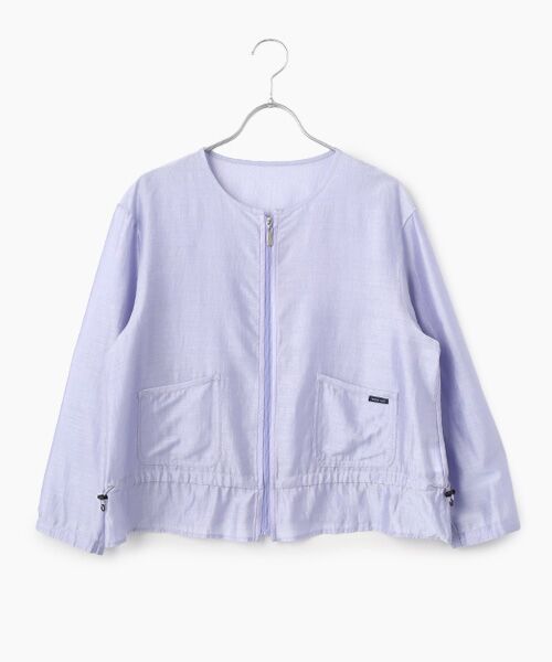 Mademoiselle NON NON / マドモアゼルノンノン ブルゾン | ノーカラージップアップシアーブルゾン（サックス）