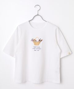 Mademoiselle NON NON / マドモアゼルノンノン Tシャツ | シャンカー6オーガニック天竺 バスケットモチーフ刺繍入りTシャツ
