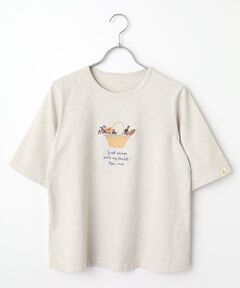 Mademoiselle NON NON / マドモアゼルノンノン Tシャツ | シャンカー6オーガニック天竺 バスケットモチーフ刺繍入りTシャツ