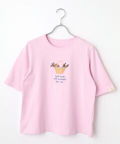 Mademoiselle NON NON / マドモアゼルノンノン Tシャツ | シャンカー6オーガニック天竺 バスケットモチーフ刺繍入りTシャツ