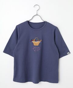 Mademoiselle NON NON / マドモアゼルノンノン Tシャツ | シャンカー6オーガニック天竺 バスケットモチーフ刺繍入りTシャツ