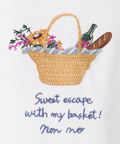 Mademoiselle NON NON / マドモアゼルノンノン Tシャツ | シャンカー6オーガニック天竺 バスケットモチーフ刺繍入りTシャツ | 詳細2