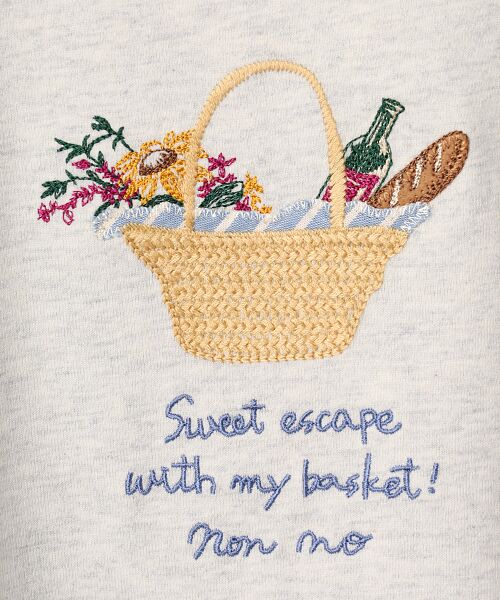 Mademoiselle NON NON / マドモアゼルノンノン Tシャツ | シャンカー6オーガニック天竺 バスケットモチーフ刺繍入りTシャツ | 詳細4