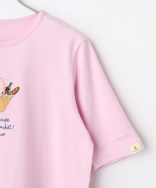 Mademoiselle NON NON / マドモアゼルノンノン Tシャツ | シャンカー6オーガニック天竺 バスケットモチーフ刺繍入りTシャツ | 詳細6