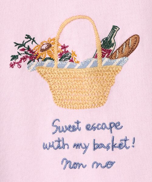 Mademoiselle NON NON / マドモアゼルノンノン Tシャツ | シャンカー6オーガニック天竺 バスケットモチーフ刺繍入りTシャツ | 詳細10