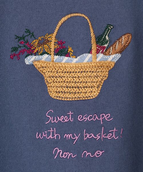 Mademoiselle NON NON / マドモアゼルノンノン Tシャツ | シャンカー6オーガニック天竺 バスケットモチーフ刺繍入りTシャツ | 詳細12