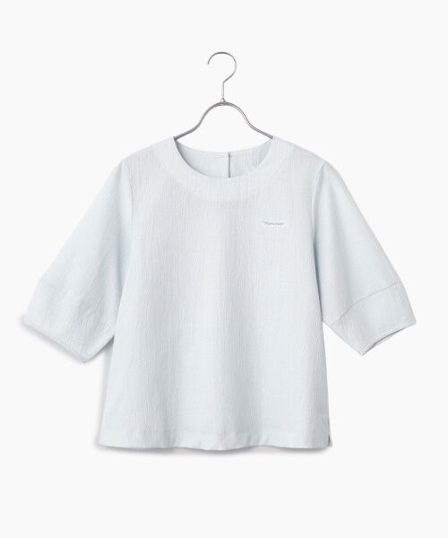 Mademoiselle NON NON / マドモアゼルノンノン シャツ・ブラウス | ソフトワッシャー ふんわりスリーブTブラウス（サックス）