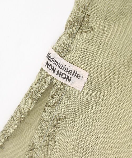 Mademoiselle NON NON / マドモアゼルノンノン シャツ・ブラウス | リネン刺繍 ベジタブルストライプ柄半袖シャツ | 詳細4