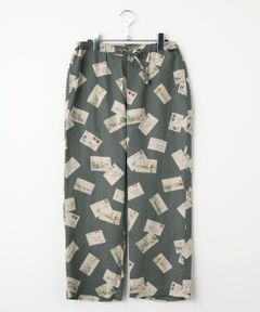 Mademoiselle NON NON / マドモアゼルノンノン ショート・ハーフ・半端丈パンツ | リネンプリント ポストカード柄8分丈パンツ