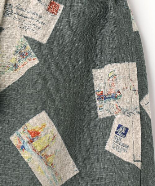 Mademoiselle NON NON / マドモアゼルノンノン ショート・ハーフ・半端丈パンツ | リネンプリント ポストカード柄8分丈パンツ | 詳細2