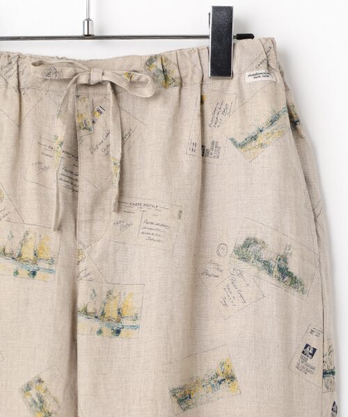 Mademoiselle NON NON / マドモアゼルノンノン ショート・ハーフ・半端丈パンツ | リネンプリント ポストカード柄8分丈パンツ | 詳細4