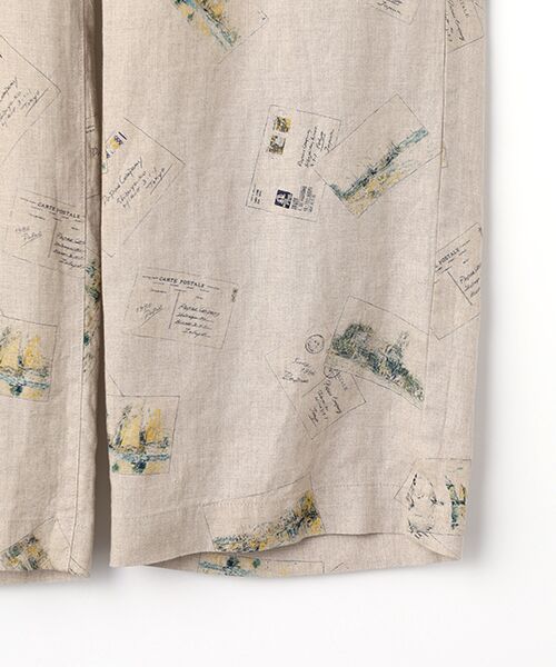 Mademoiselle NON NON / マドモアゼルノンノン ショート・ハーフ・半端丈パンツ | リネンプリント ポストカード柄8分丈パンツ | 詳細5