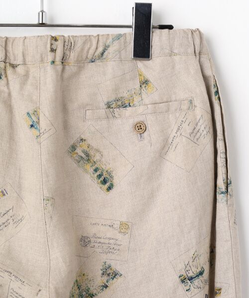 Mademoiselle NON NON / マドモアゼルノンノン ショート・ハーフ・半端丈パンツ | リネンプリント ポストカード柄8分丈パンツ | 詳細7