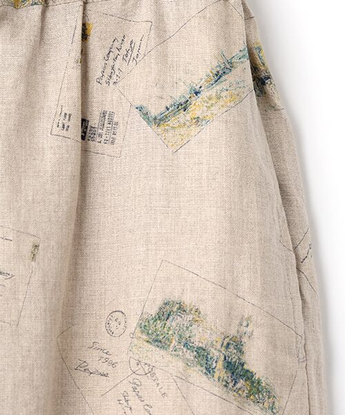 Mademoiselle NON NON / マドモアゼルノンノン ショート・ハーフ・半端丈パンツ | リネンプリント ポストカード柄8分丈パンツ | 詳細8