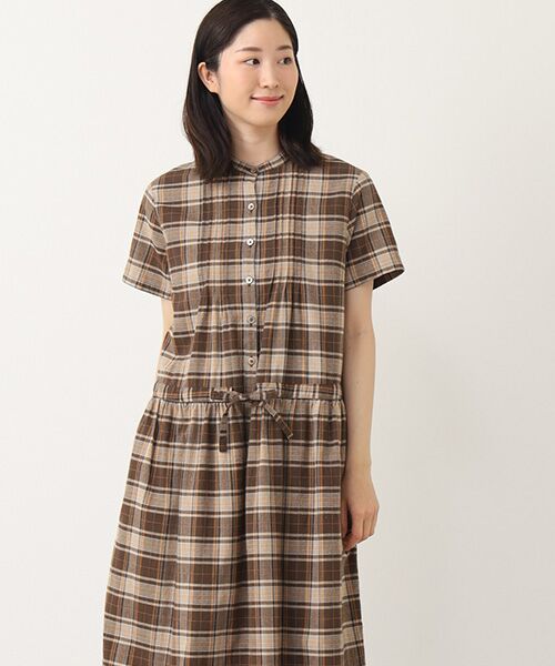 Mademoiselle NON NON / マドモアゼルノンノン ロング・マキシ丈ワンピース | コットンステッチチェックワッシャー プルオーバーワンピース | 詳細12
