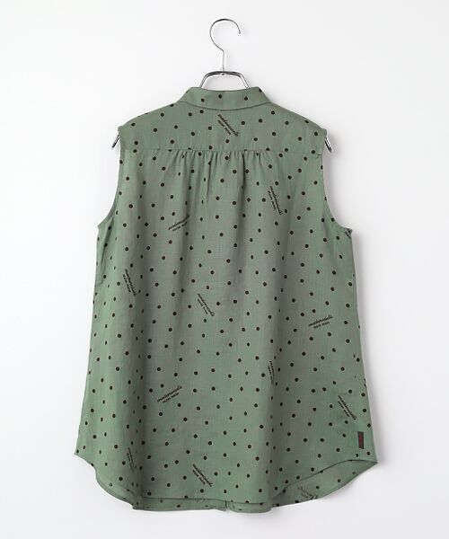 Mademoiselle NON NON / マドモアゼルノンノン シャツ・ブラウス | リネンプリント ドット＆ロゴ柄ノースリーブチュニックシャツ | 詳細1