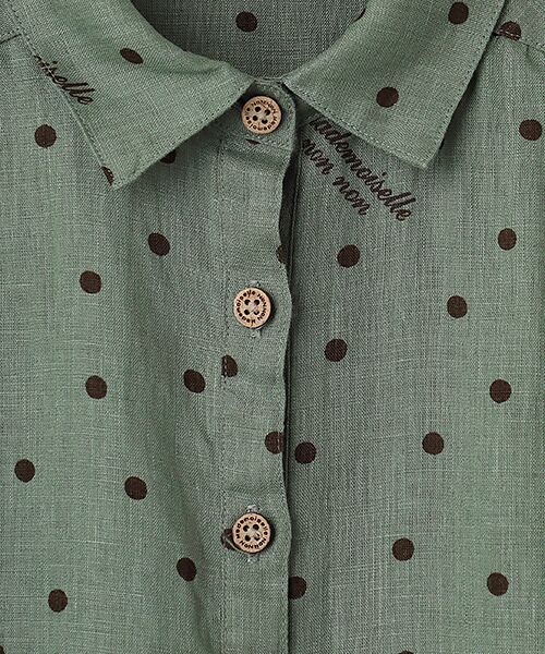 Mademoiselle NON NON / マドモアゼルノンノン シャツ・ブラウス | リネンプリント ドット＆ロゴ柄ノースリーブチュニックシャツ | 詳細5