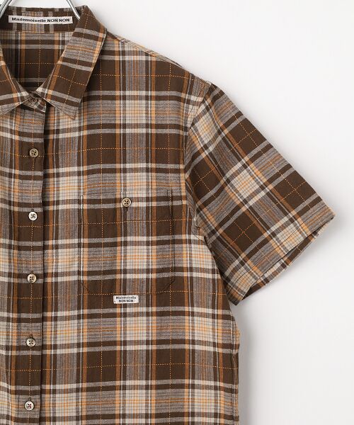 Mademoiselle NON NON / マドモアゼルノンノン シャツ・ブラウス | コットンステッチチェックワッシャー半袖シャツ | 詳細2