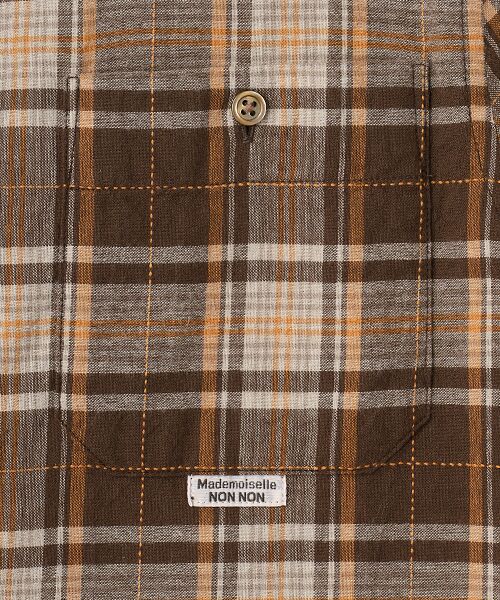 Mademoiselle NON NON / マドモアゼルノンノン シャツ・ブラウス | コットンステッチチェックワッシャー半袖シャツ | 詳細4