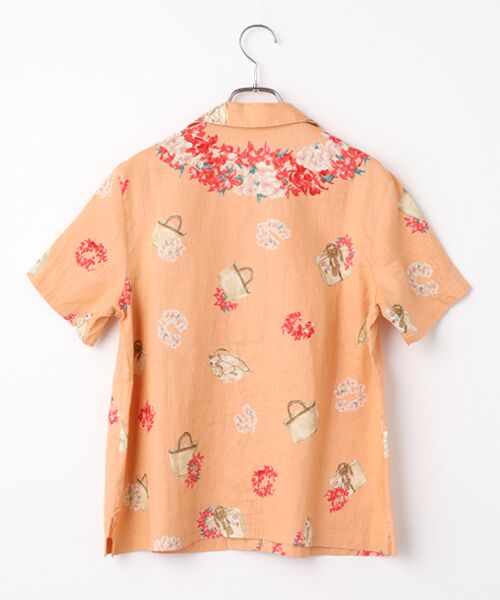 Mademoiselle NON NON / マドモアゼルノンノン シャツ・ブラウス | リネンプリント FLOWER LAI柄 オープンカラーシャツ | 詳細2