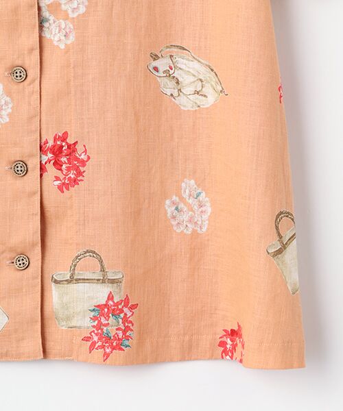 Mademoiselle NON NON / マドモアゼルノンノン シャツ・ブラウス | リネンプリント FLOWER LAI柄 オープンカラーシャツ | 詳細4