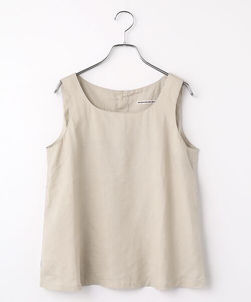 Mademoiselle NON NON / マドモアゼルノンノン シャツ・ブラウス | リネンソフト仕上げ ノースリーブブラウス（ベージュ）