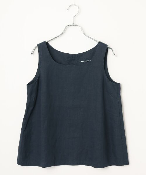 Mademoiselle NON NON / マドモアゼルノンノン シャツ・ブラウス | リネンソフト仕上げ ノースリーブブラウス（ネイビー）