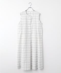 Mademoiselle NON NON / マドモアゼルノンノン ロング・マキシ丈ワンピース | ストライプ＆チェックワッシャー 前開きジャンパースカート