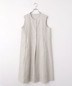 Mademoiselle NON NON / マドモアゼルノンノン ロング・マキシ丈ワンピース | ストライプ＆チェックワッシャー 前開きジャンパースカート