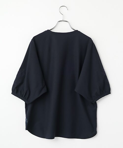 Mademoiselle NON NON / マドモアゼルノンノン カットソー | 綿麻ハイゲージ 刺繍ワイドスリーブTシャツ | 詳細1