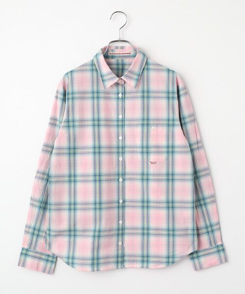 Mademoiselle NON NON / マドモアゼルノンノン シャツ・ブラウス | ローンチェック長袖シャツ（ピンク系）