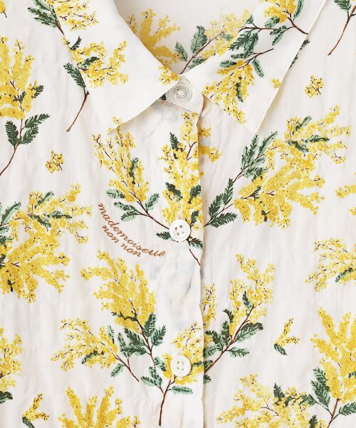 Mademoiselle NON NON / マドモアゼルノンノン シャツ・ブラウス | シャーリングローン ミモザプリント8分袖ブラウス | 詳細1