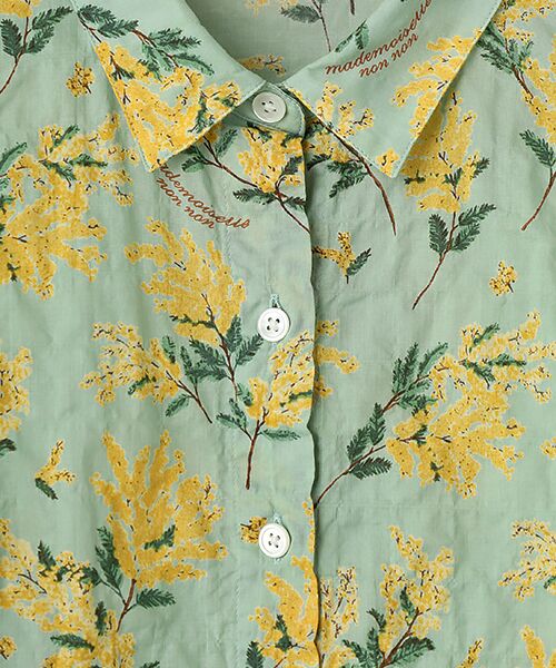 Mademoiselle NON NON / マドモアゼルノンノン シャツ・ブラウス | シャーリングローン ミモザプリント8分袖ブラウス | 詳細2