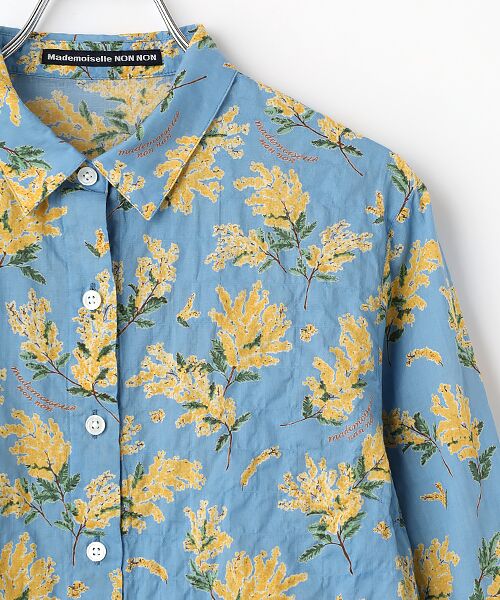 Mademoiselle NON NON / マドモアゼルノンノン シャツ・ブラウス | シャーリングローン ミモザプリント8分袖ブラウス | 詳細4