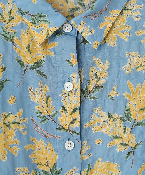 Mademoiselle NON NON / マドモアゼルノンノン シャツ・ブラウス | シャーリングローン ミモザプリント8分袖ブラウス | 詳細6