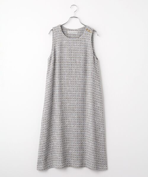 Mademoiselle NON NON / マドモアゼルノンノン ロング・マキシ丈ワンピース | ミックスブークレーツィード ジャンパースカート（サックス系）