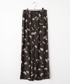 レーヨン ネームタグ&ボタンプリントパンツ[フルレングス]