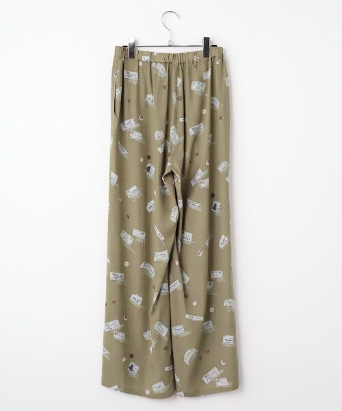 Mademoiselle NON NON / マドモアゼルノンノン その他パンツ | レーヨン ネームタグ&ボタンプリントパンツ[フルレングス] | 詳細1