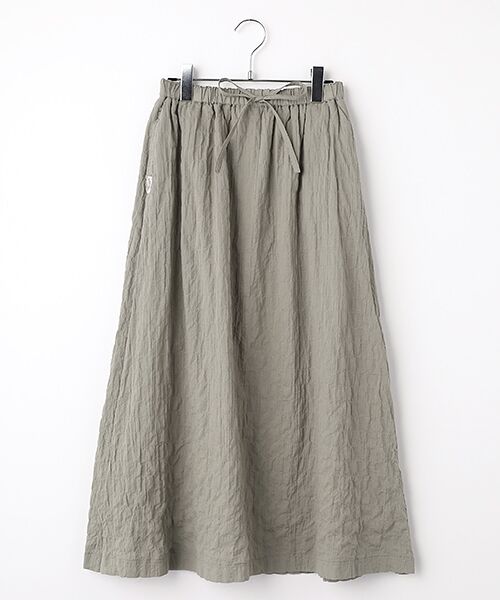 Mademoiselle NON NON / マドモアゼルノンノン ロング・マキシ丈スカート | オーガニックガーゼシャーリング ギャザースカート（カーキベージュ）