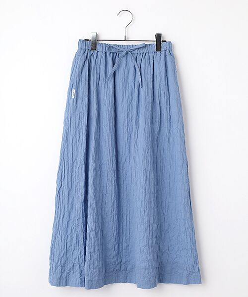 Mademoiselle NON NON / マドモアゼルノンノン ロング・マキシ丈スカート | オーガニックガーゼシャーリング ギャザースカート（ブルー）