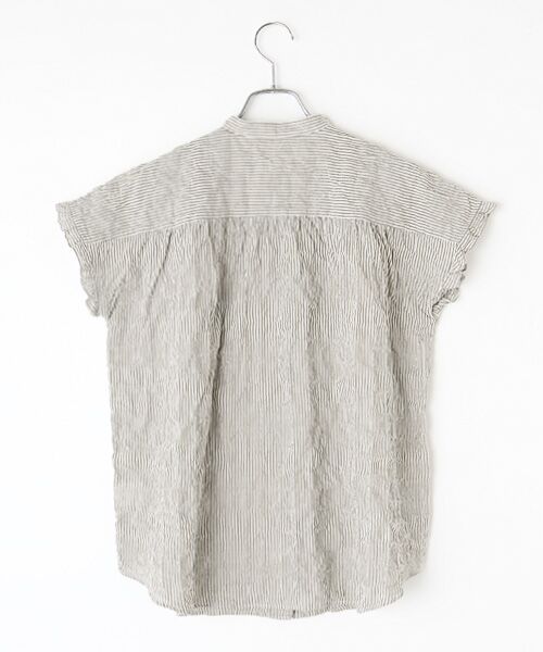 Mademoiselle NON NON / マドモアゼルノンノン シャツ・ブラウス | オーガニックコットンローンチェックシャーリング フレンチスリーブブラウス | 詳細6