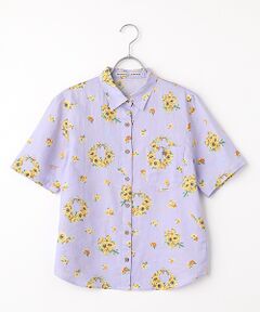 Mademoiselle NON NON / マドモアゼルノンノン シャツ・ブラウス | フラワーリースブーケプリントシャツ