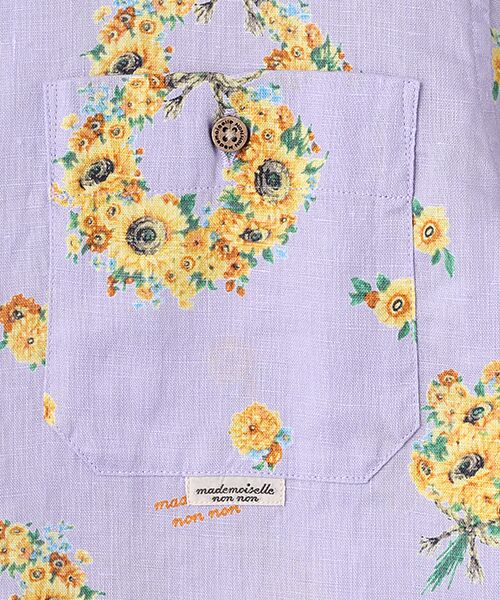 Mademoiselle NON NON / マドモアゼルノンノン シャツ・ブラウス | フラワーリースブーケプリントシャツ | 詳細4