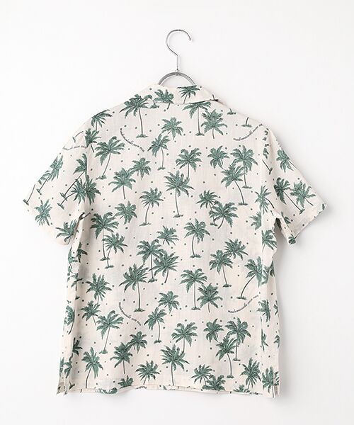 Mademoiselle NON NON / マドモアゼルノンノン シャツ・ブラウス | リネンプリント パームツリー&ドット柄オープンカラーシャツ | 詳細1
