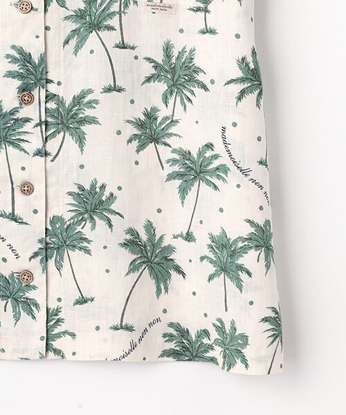 Mademoiselle NON NON / マドモアゼルノンノン シャツ・ブラウス | リネンプリント パームツリー&ドット柄オープンカラーシャツ | 詳細3