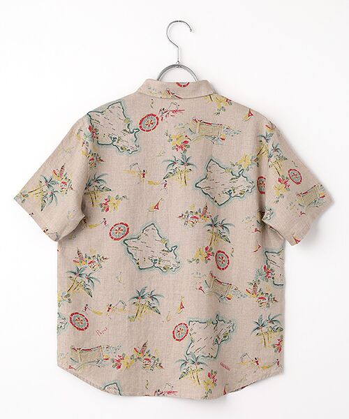 Mademoiselle NON NON / マドモアゼルノンノン シャツ・ブラウス | リネンプリント リゾートハワイ柄シャツ[半袖] | 詳細3