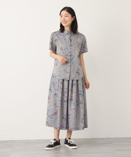 Mademoiselle NON NON / マドモアゼルノンノン シャツ・ブラウス | リネンプリント リゾートハワイ柄シャツ[半袖] | 詳細11