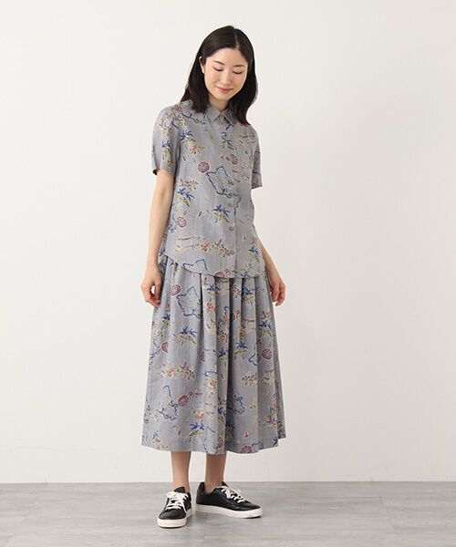 Mademoiselle NON NON / マドモアゼルノンノン シャツ・ブラウス | リネンプリント リゾートハワイ柄シャツ[半袖] | 詳細12