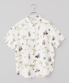 Mademoiselle NON NON / マドモアゼルノンノン シャツ・ブラウス | リネン サファリベアプリントシャツ[半袖]